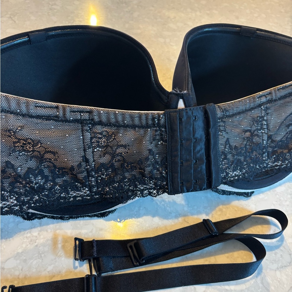 Torrid NWOT NEW Strapless Convertible Underwire Black Lace Bra - Teardrop Jewel - Picture 9 of 11